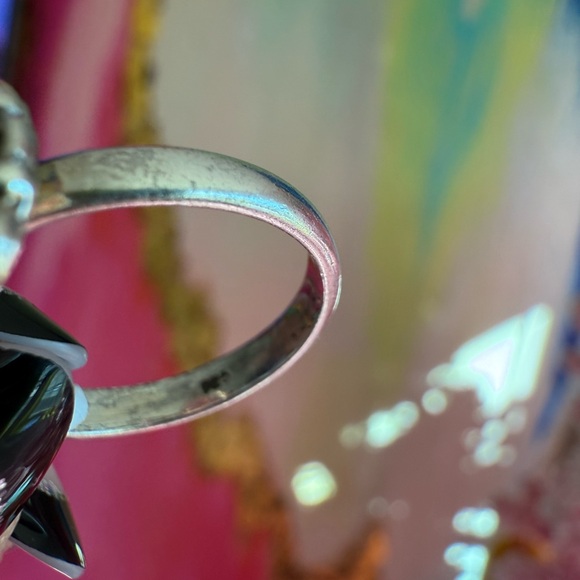 925 Sterling Silver & Turquoise Teardrop Ring Size 6.5 - Picture 3 of 4